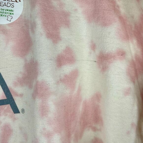 30 A Recycled Plastic Pink White Tye Dye Cropped Sweatshirt 3XL - Picture 2 of 12